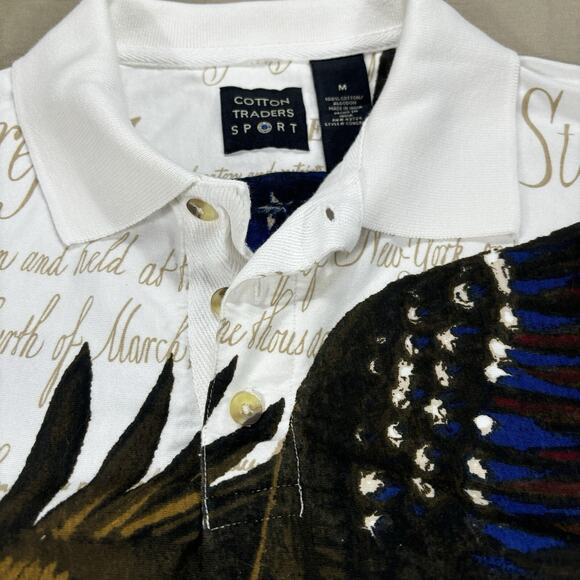 Cotton Traders Sport Polo Shirt MED Declaration Of Independence All Over Print - Picture 2 of 15